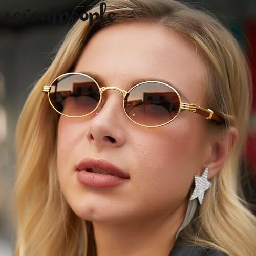 Retro Small Round Frame Sunglasses Men 2021 Luxury Brand Fashion Oval Sun Glasses For Women Vintage Metal Eyewear Chic Temples