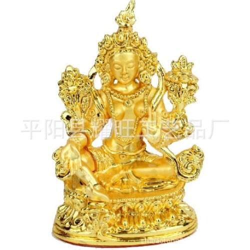 Buddha statue/ Tibetan Tantric Buddhism Sambo small statues gilded statue of Buddha 8cm high