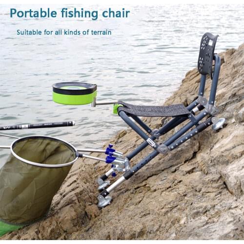 Fishing Chair Outdoor Multifunctional Strong Load-Bearing Aluminum alloy Fishing Chair SetAdjustable Backrest Four-leg Recliner