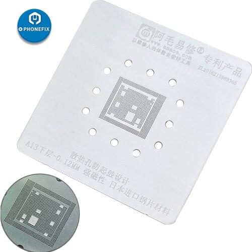 AMAOE BGA Reballing Stencil Middle Layed Stencil for iPhone 11Pro MAX Repair A13 CPU BGA for iPhone Repair Tin Planting Net