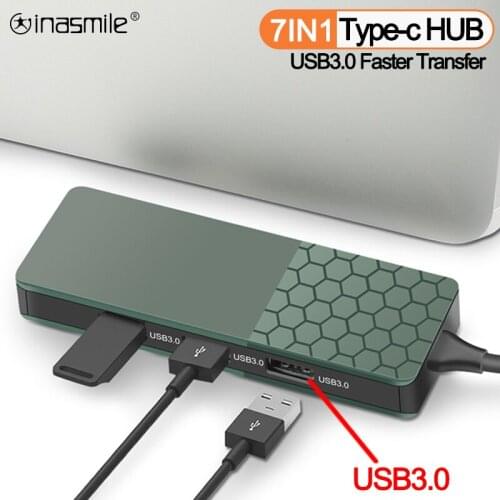 Type C HUB Splitter to HDMI compatible Adapter USB 3.0 SD TF Card Reader PD charger RJ45 for MacBook Pro Laptop USB C HUB Dock