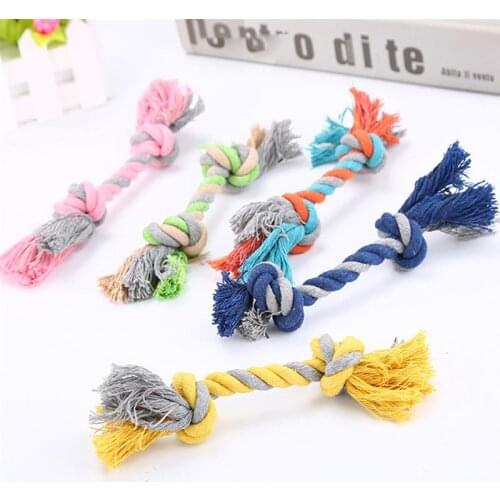 1pcs Pets Dogs Pet Supplies Pet Dog Puppy Cotton Chew Knot Toy Durable Braided Bone Rope 18cm Funny Tool
