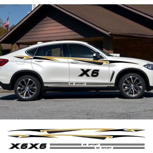 2pcs Car Side Stripe Stickers For BMW X6 F16 E71 Stylish Reflective Decoration Auto Vinyl Film Decals Styling Car Accessories