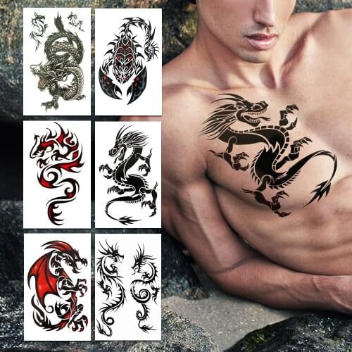 3D Scorpion King Temporary Tattoos For Men Women Tribe Fire Dragon Tattoo Sticker Creative Totem Waterproof Tatoo Body Arm Chest