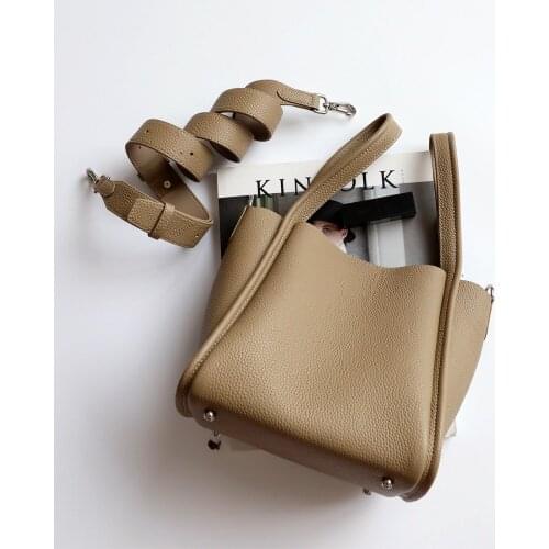 High Quality Ladies Classic Tote Bag 2021 New Bucket Bag 100% Genuine Leather Women Shoulder Bags Female Soft Handbags