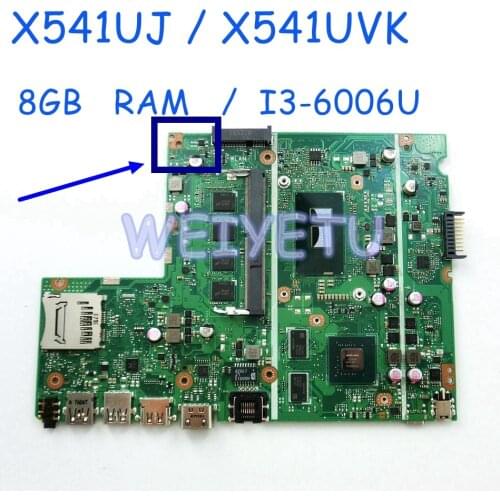 X541UJ MB_8G/I3-6006U/AS PM Motherboard for asus Laptop X541UJ X541UV UVK Motherboard 90NB0ER0-R01200 100% Tested free shipping
