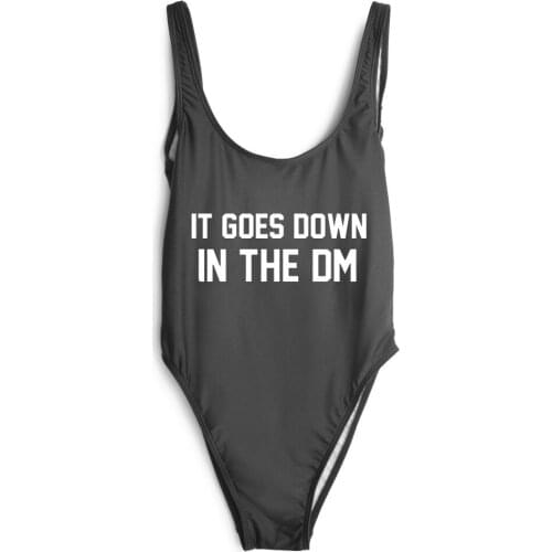 Female high waist women bodysuit IT GOES DOWN IN THE DM Swimwear one piece jumpsuit Beachwear bathing suits sexy Bodysuits