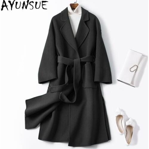 2020 New Wool Coat Women Autumn Winter Long Jacket Elegant Double-sided Coats and Jackets Women Abrigo Mujer NLV008 KJ5258