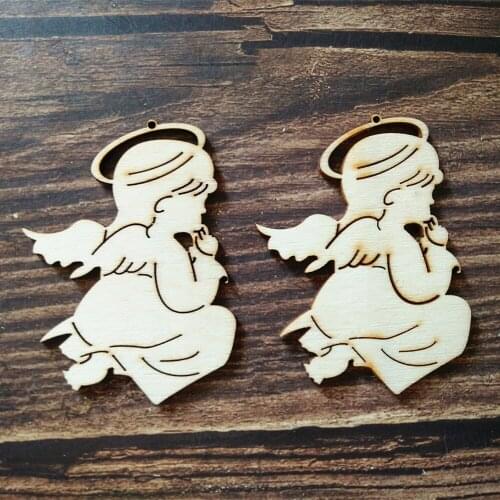 10pcs/lot Wooden Laser Cut Blank Angel Shape Art Craft Wood Embellishment Wedding Party Home Room DIY Decoration Ornament