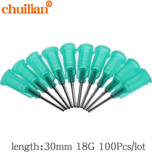 100Pc/lot 18G x 30mm Precision passivated S.S. Dispense Tip with PP Safetylok hub, glue dispenser needles