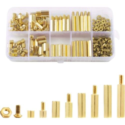 180/240/320pcs M2 M3 M4 Male Female Hex Brass Spacer Standoff Screw Nut Threaded Pillar PCB Motherboard Assortment Kit