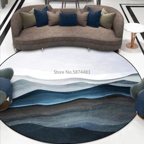 200cm Fashion Modern Blue Mountain Peak Living Room Bedroom Hanging Basket Chair Round Floor Mat Carpet Customization