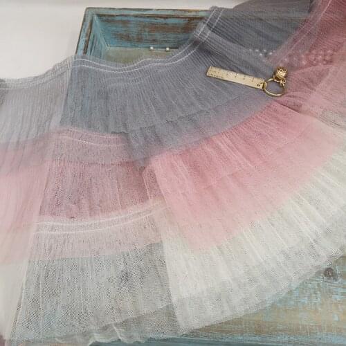 2021 Double-layer Tulle Fine Pleated Stretch Lace DIY Clothing Sewing Fabric Skirt Trim Hem Cuffs Body Lengthening Decoration