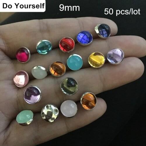50 pcs Round Crystal Beads With Silver Trim,9mm Sew on Beads For Garments Decoration,Round Crystal Buttons - Free Shipping