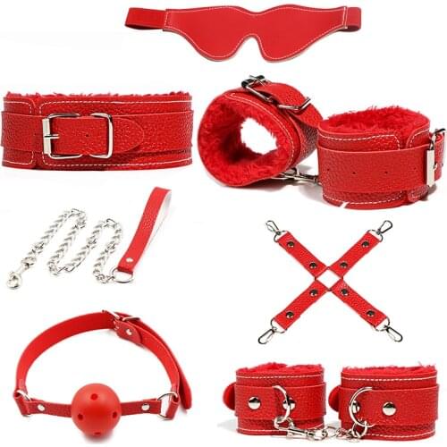 7pcs/set Bondage Harness Handcuffs Gag Ankle Cuff Games Anal Plug Erotic Sex Toys for Women men Couples SM Bdsm Nipple Clamps