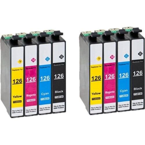 8 Pack Compatible 126 Ink Cartridge for Epson Stylus NX330 /430 Workforce 520 / 60 / 435 / 545 / 630 / 633 / 635 / 645 / 840