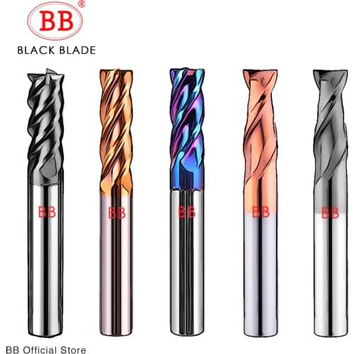 BB cnc Carbide End Mills Tungsten Machine Milling Cutter Tools 2 4 Flute Metal Key Seat Face Router Bit 6 8 12mm Shank HRC55 65