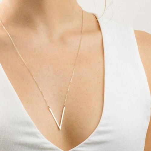 Bohemian Fashion Simple Letter V Ladies Long Section Sweater Necklace