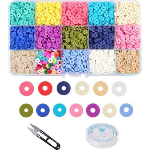 6mm 15 Colors Handmade Polymer Clay Spacer Beads Disc for Earring Bracelet Necklace Jewelry DIY Craft Making