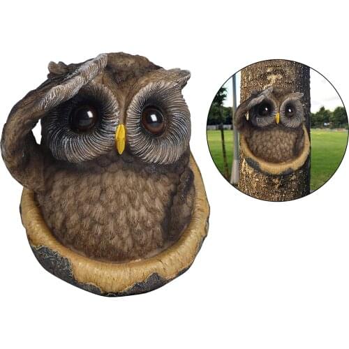 Owl Tree Hugger - Garden Yard Art Decoration Outdoor Tree Hugger Sculpture Whimsical Tree Face