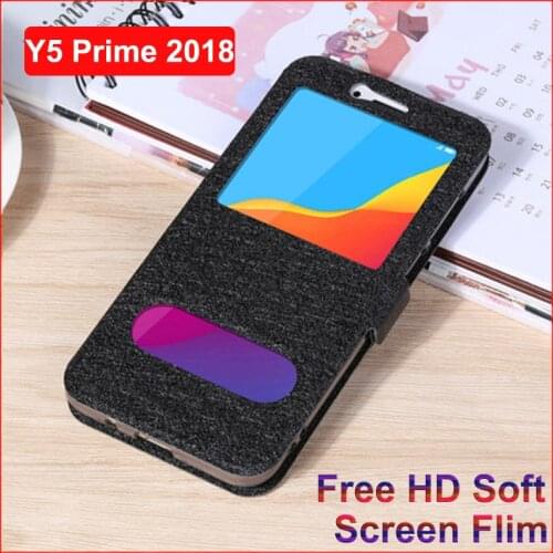 Open window Flip PU Leather Case For Huawei Y5 Prime 2018 Phone Cover For Huawei Y5Prime 2018 shell 5.45" back case cover