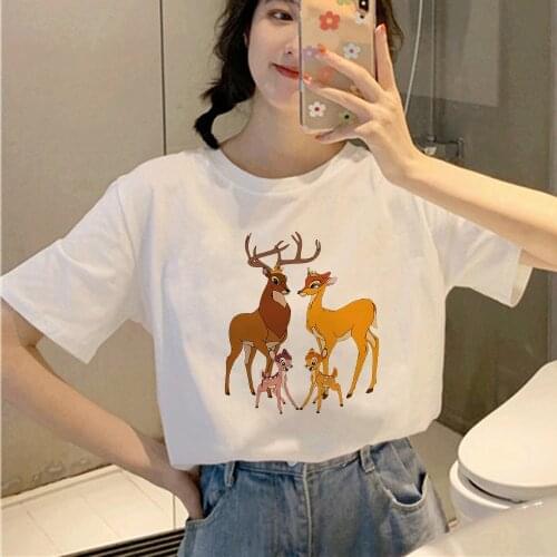 Women Bambi Graphic Deer Animal Cute Cartoon Girl Clothing Female Great Prince of the Forest Print Lady Tees Harajuku T-Shirt
