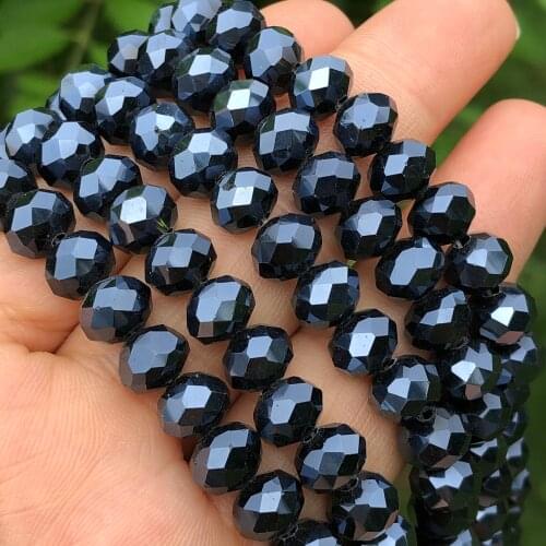 Faceted Rondelle Beads Black Hematite Crystal Glass Loose Spacer Beads For Jewelry Making Diy Earring Bracelet Accessories 15