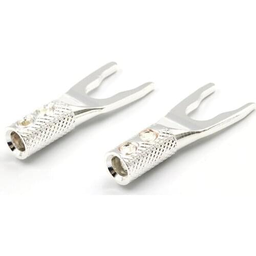 HIFI Silver Plated Pure Copper Y Spade Plug Speaker Cable Wire Connector
