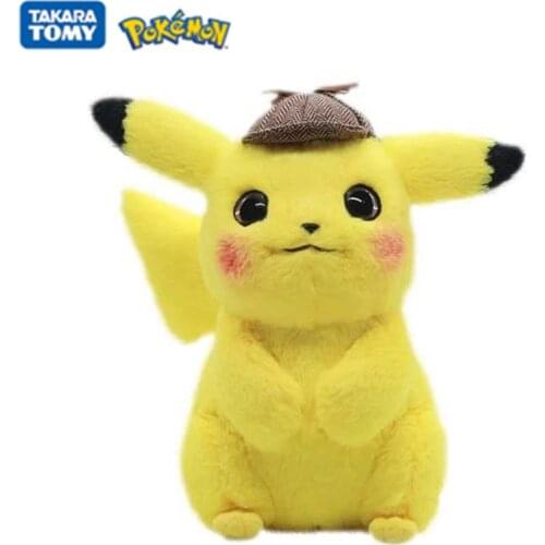 28CM Pokemon Pikachu Plush Toy Detective Anime Figure Model Kawaii Stuffed Plush Doll Best Birthday Gifts For Children