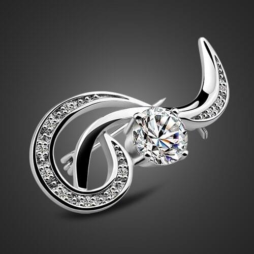 Fashion women models 925 sterling silver brooch noble zircon inlaid design ladies popular brooch jewelry birthday present