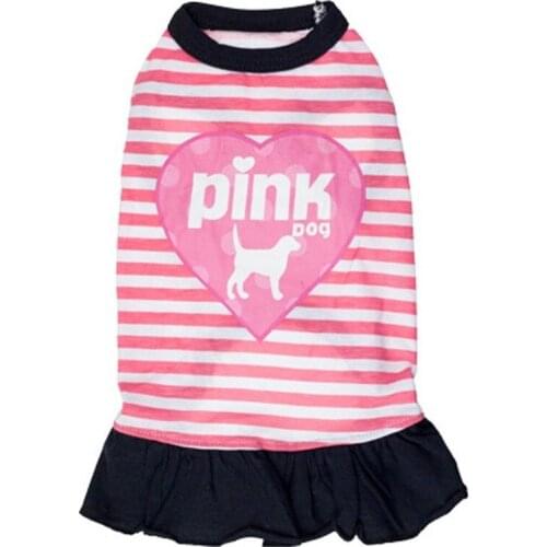 Cartoon Stripe Dog Clothes Two-legged Vest Dress for Dogs Small Teddy Spring Summer Clothing Print Cute Pink Girl Ropa Para