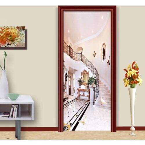 European Style 3D Stairs Background Wall Painting Living Room Aisle Bedroom Door Sticker PVC Wall Paper Mural Papel De Parede