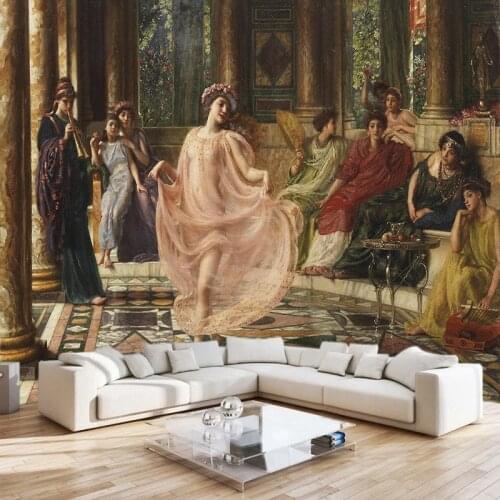 Custom Mural Wallpaper European Style Palace Figure Oil Painting Fresco Restaurant Hotel Living Room Background Wall 3D Tapety
