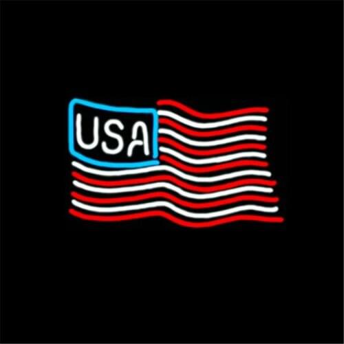 17*14" USA Flag NEON SIGN Signboard REAL GLASS BEER BAR PUB Billiards display Restaurant Shop christmas Light Signs