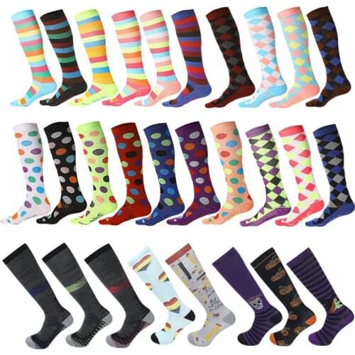 Running Men Women Socks Sports Compression Happy Tube Socks Support Nylon Unisex Outdoor Long Pressure Stockings High Tube