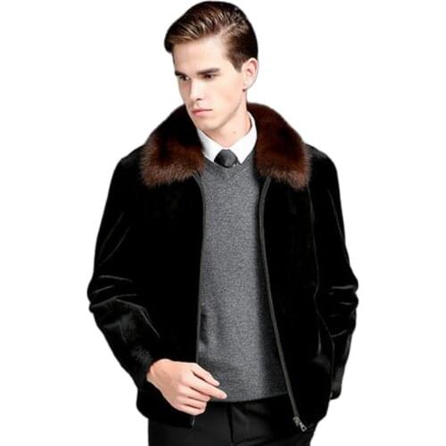 S-6XL New Fashion Male Faux Fur Jacket Coat Zipper High Imitation Mink Fur Coat Man Winter Clothes