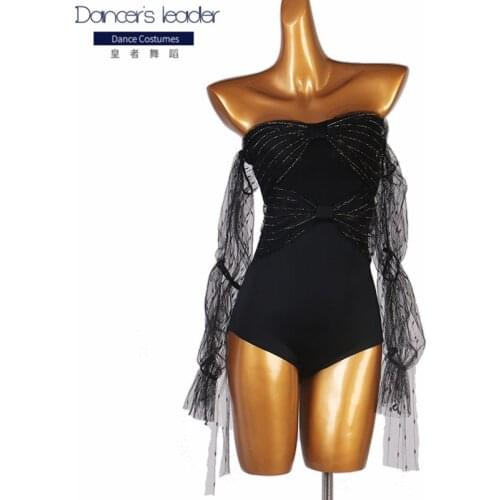 2020 new modern dance tube top one-piece exercise clothes long-sleeved rumba chacha dance skirt