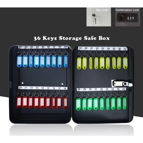 New 36 Keys Safe Storage Cabinet Combination/Key Lock Spare Car Key Metal Organizer Box For Office Factory School Hospital Hotel
