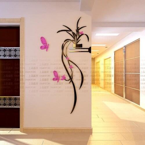 Orchid Acrylic 3d wall stickers Sofa TV background wall decoration Home living room DIY art wall decor stickers