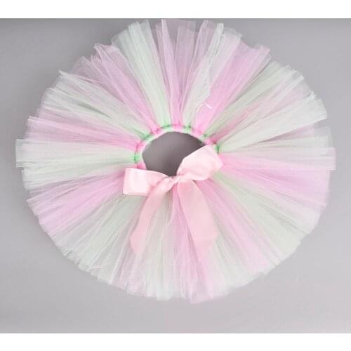 Pastel Pink/Mint Fluffy Tutu Skirt Baby Birthday Party Costume Dance Ballet Tulle Skirt Toddler Tutus Newborn Photo Props 0-12Y
