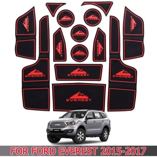 For Ford Everest 2015-2017 Door Slot Pad Water Coaster Interior Anti-skid Pad Storage Slot Pad