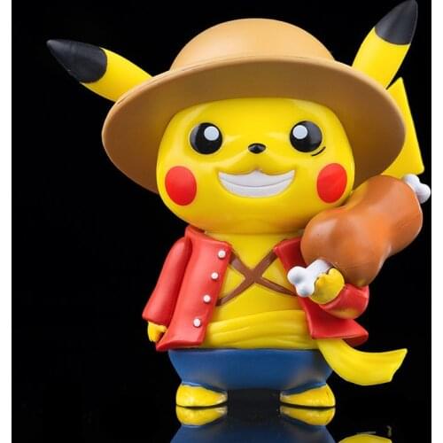 PVC 10cm Pokémon Anime Figure Pikachu Cosplay Monkey D. Luffy Kawaii Children Toys Room Decoration Christmas Gift