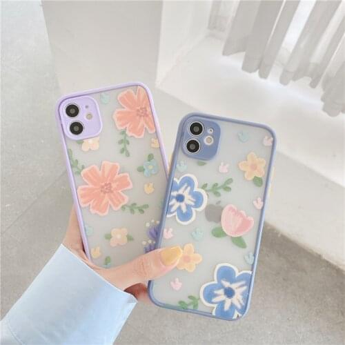 Luxury Cute Flower Relief Case for IPhone 11 Pro Max X XR XS Max 6s 7 8 Plus SE2020 Floral Matte Bumper Phone Cover Shell Funda
