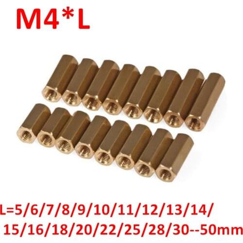 M4 Hex Nut Brass standoff spacer m4 Female Hexagonal Stud Spacers Brass Pillars M4*5/6/8/10/12/14/15/16/18/20/25/30/35/40/50mm