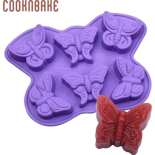 Silicone soap resin mold 6 holes Butterfly cake pastry bakeware silicone mould for jelly pudding chocolate DIY cake decorating