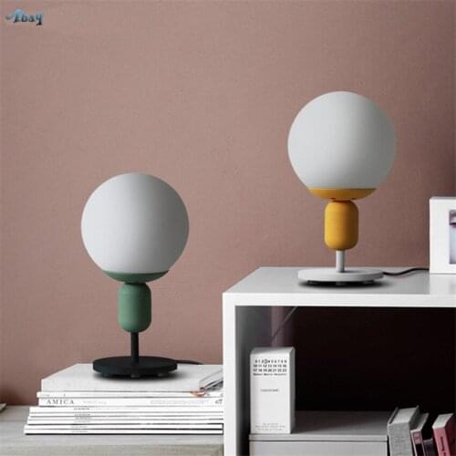 Nordic Modern Round Ball Table Lamps Living Room Bedroom Bedside Lamp Study Wedding Room Ring Glass Desk Lights Fixtures