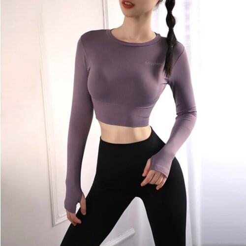 2020 Sports Tops Womens Yoga Shirts Long Sleeve Running Fitness Workout Top T-Shirts Training Yoga Gym Sportswear Quick-drying