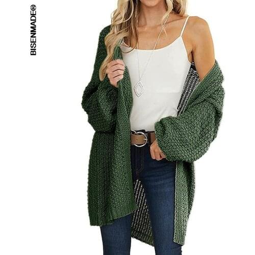 Women Clothing Sweater Autumn Winter 2021 New Knitwear Europe Pure Color Knitting Long Cardigan Female