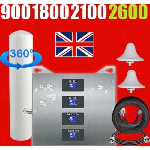 900 1800 2100 2600 mhz Cell Phone Booster Mobile Signal Amplifier GSM 2G 3G 4G LTE Cellular Repeater FREE RETURN FREE SHIPPING