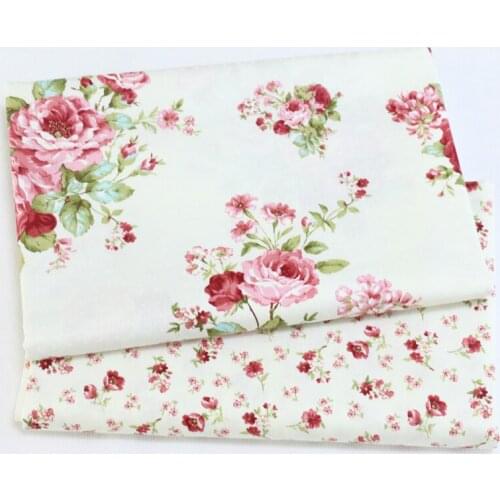 Floral Twill 100% Cotton Fabric, Patchwork Cloth DIY Sewing Quilting Kids Baby Sunhat Dress Seasons Sheets Breathable Fabric